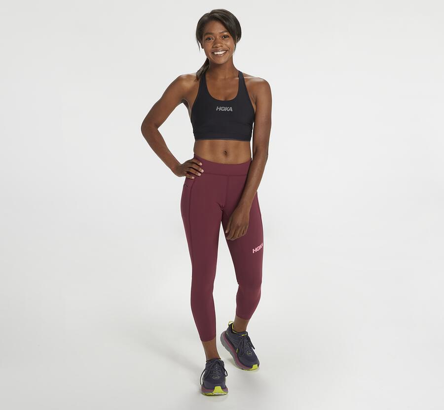 Pantalones Hoka One One Mujer - Performance Crop Tight - Marrones - FZW305286